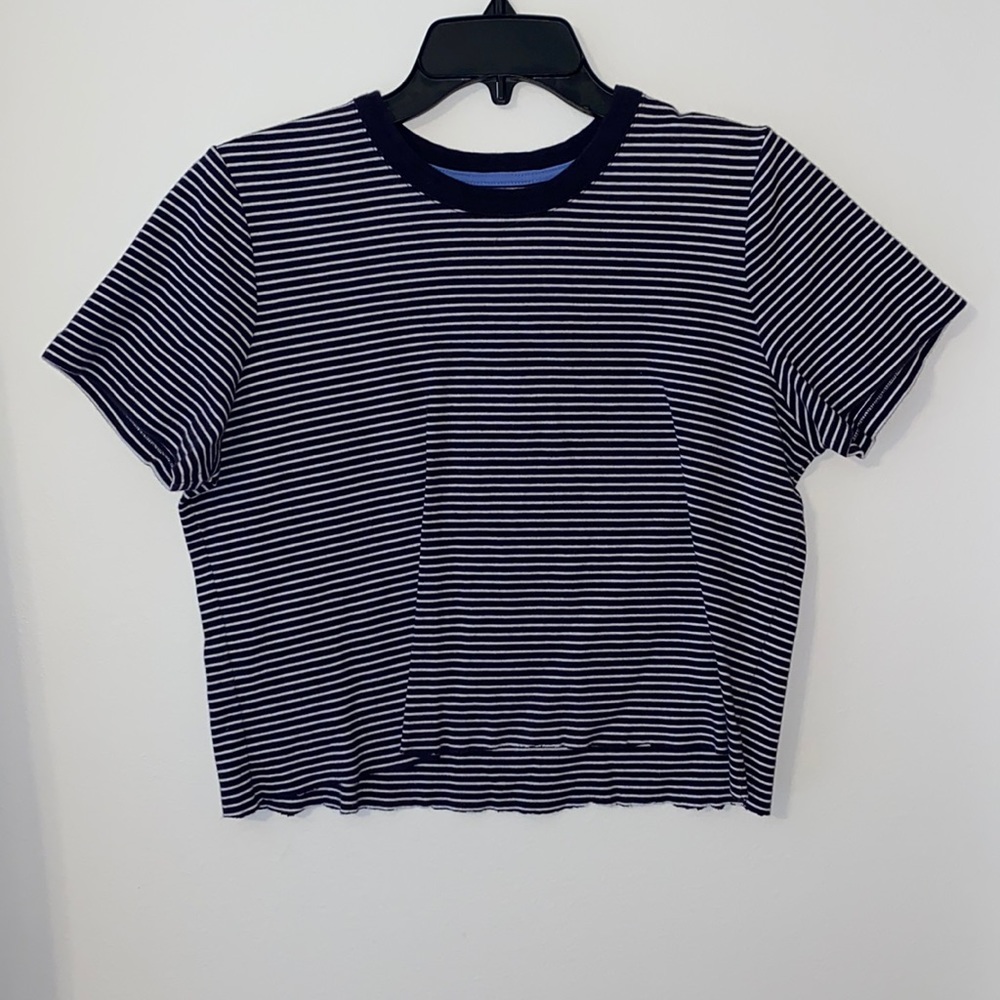Black & White Striped Crew Neck T-Shirt